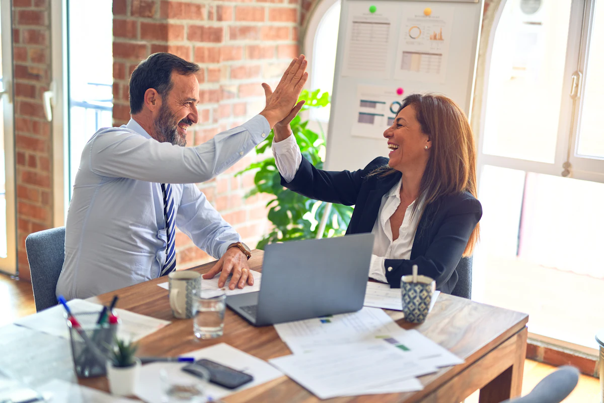 Colleagues working together in an office