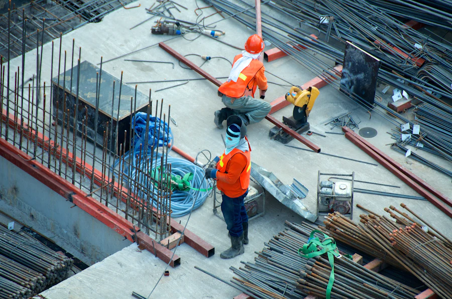 Construction crew working on a commercial jobsite