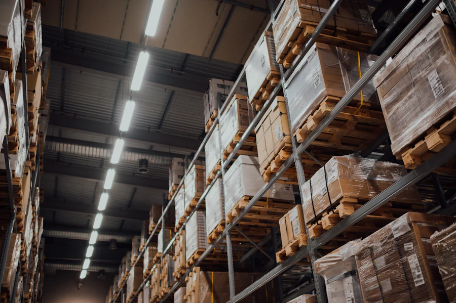 Warehouse racking and inventory aisle